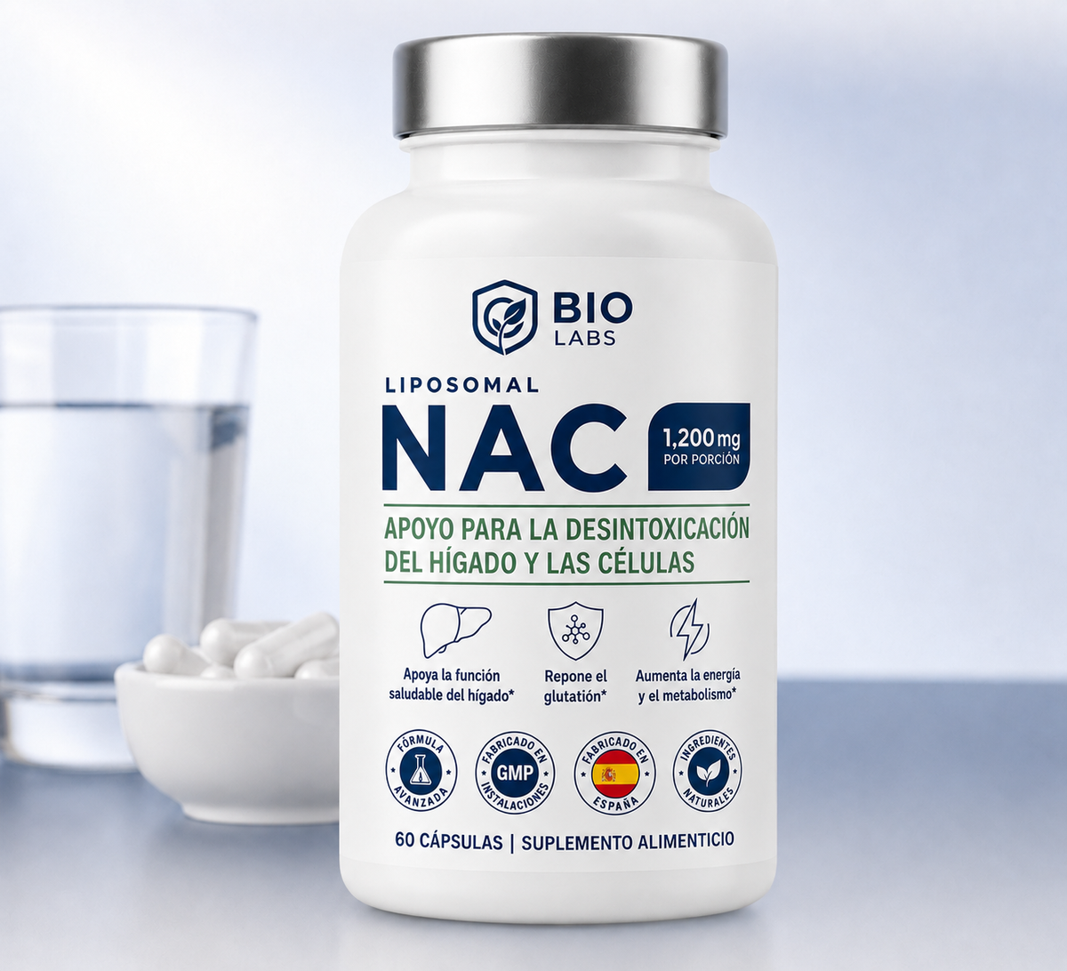 NAC Liposomal: apoyo para la desintoxicación del hígado y las células.
